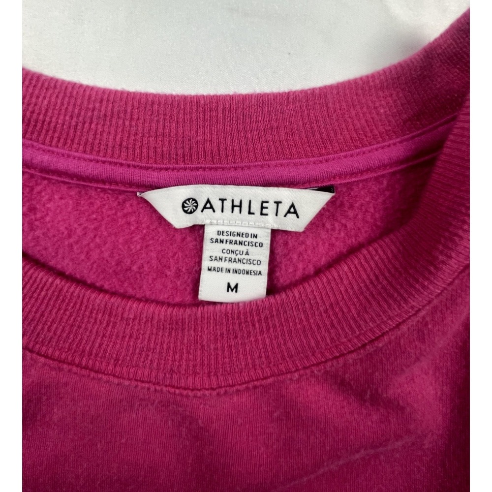 ATHLETA WOMENS MEDIUM PINK CREWNECK SWEATSHIRT HI LOW HEM LONG SLEEVE ATHLEISURE - Picture 11 of 12